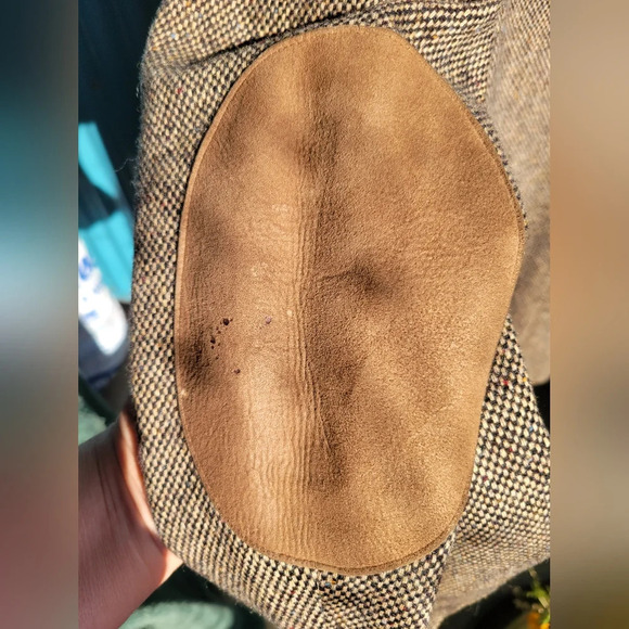 Vintage Brown Tweed Professor Blazer sports jacket leather patches on elbows - Picture 10 of 15